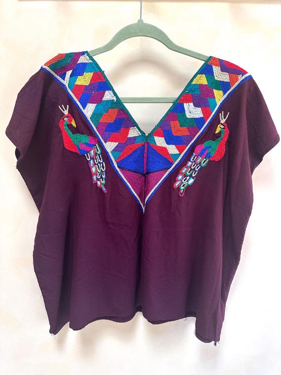 Guatemalan Embroidered Blouse/ Festival Top/ Summer Boho Blouse