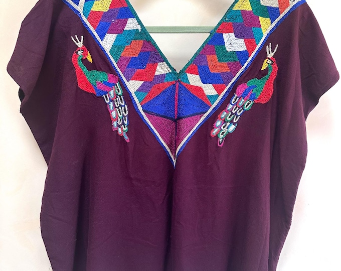 Guatemalan Embroidered Blouse/ Festival Top/ Summer Boho Blouse