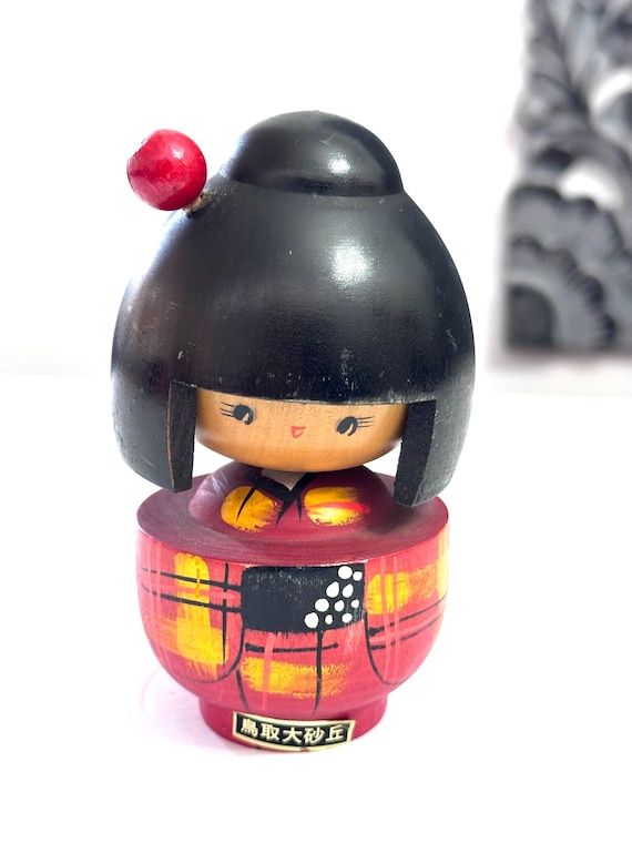 5'' Kokeshi Doll /Japanese Art/ Wood Carved Girl Doll, Limited Rare