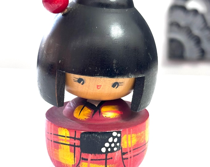5'' Kokeshi  Doll /Japanese Art/ Wood Carved Girl Doll, Limited Rare