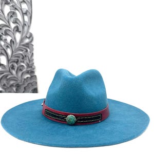 Leather Hat-band with Turquoise Stone, Adjustable, Cowgirl Hat Accessory
