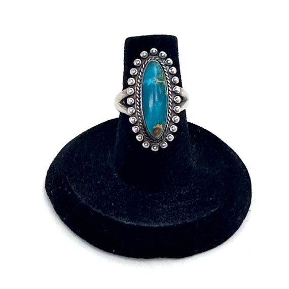 Sz. 5.5 Vintage Bell Trading Post Sterling Silver & Turquoise Ring (A036)
