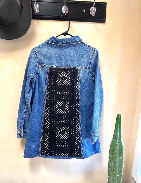 Embellished Denim Jacket, Embroidered Jean Jacket, Boho jean jacket, Embellished Denim, African Textiles