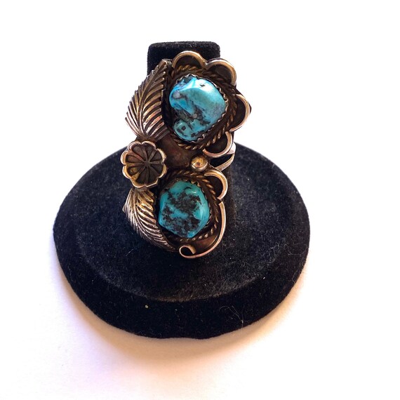 Detailed Leaf Vintage Native American Navajo Wrap Around Sterling Silver Ring Detailed Leaf Vintage Native American Navajo Wrap Around Sterling Silver Ring