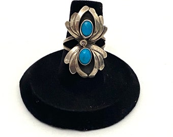 Sz 6.25 Vintage Sterling Southwestern Navajo Turquoise Ring (A013)