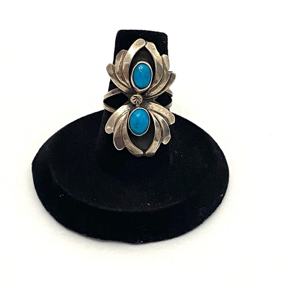 Sz 6.25 Vintage Sterling Southwestern Navajo Turquoise Ring (A013)