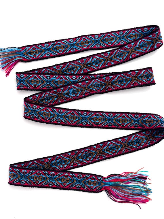 Woven Dance Ceremonial Sash Belt 1 w. x 62.5 l. Inches