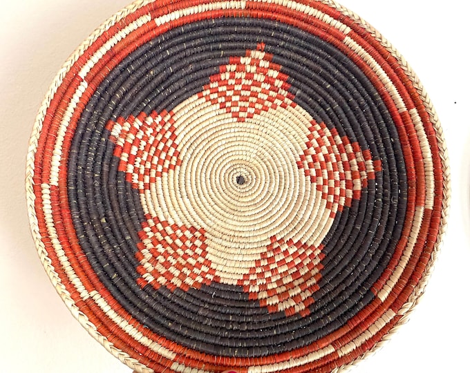 Woven Basket, Southwestern Geometric Decor (13.5")