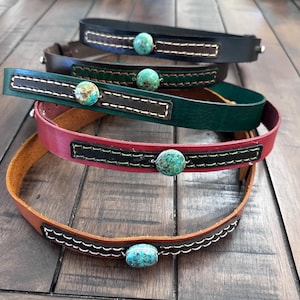 Leather Hat-band with Turquoise Stone, Adjustable, Cowgirl Hat Accessory