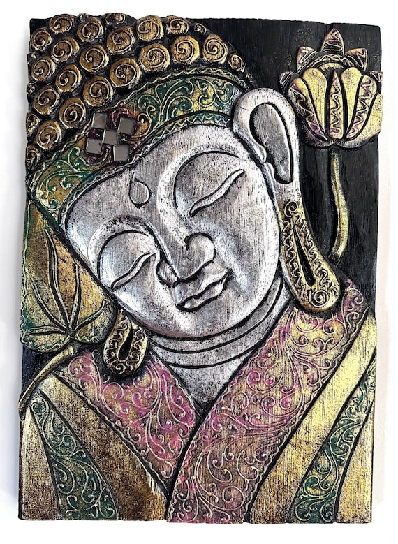 Buddha Wooden Wall Art, Buddha Wall Decor, Ready to Hang Decoration, Zen Wall Art
