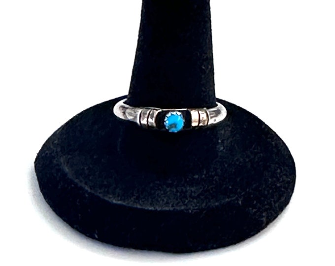 Vintage Sterling Silver - Navajo Signed G Turquoise Men's Ring Size 8 3/4 (A026)