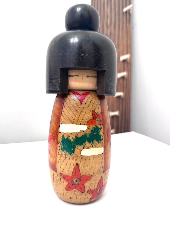 9.5" Japanese Kokeshi Wooden doll, Large Kokeshi doll.