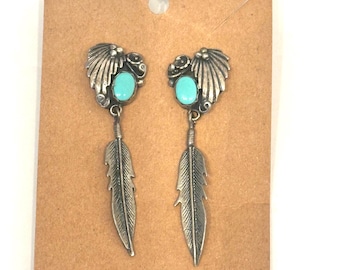 Vintage Navajo Turquoise Sterling Earrings