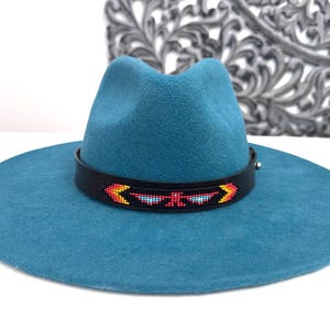 Leather Hat-band with Beaded Work, Adjustable, Cowgirl / Cowboy Hat Accessory