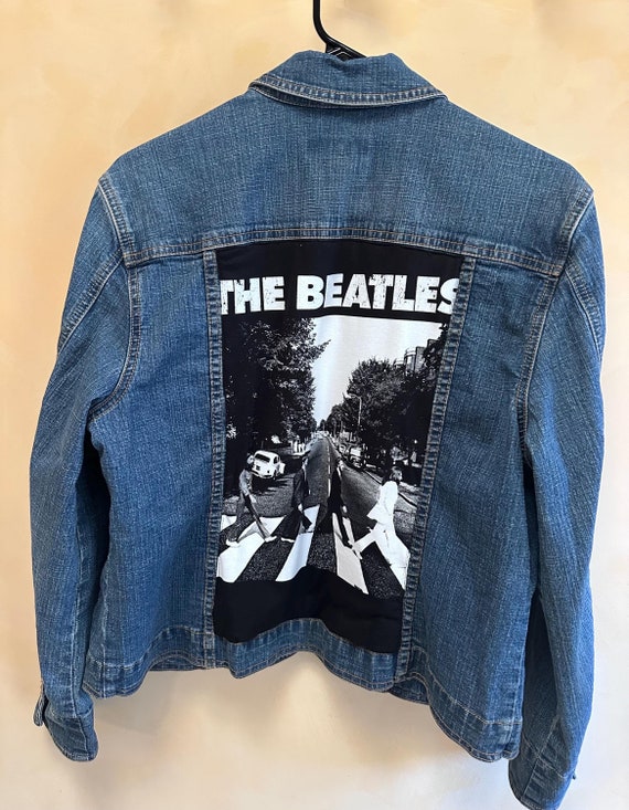 The Beatles Embellished Jean Jacket, Unique Vintage Denim Jacket, Size M