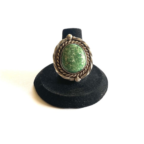 Vintage Sterling & Natural Nevada Turquoise Ring, 14 Grams, Native American Jewelry, A032