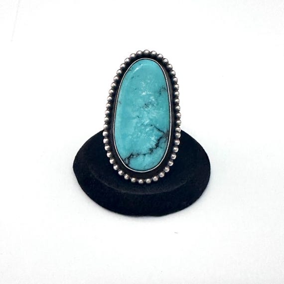 Sterling Silver & Turquoise Ring By Navajo Artist Chimney Butte