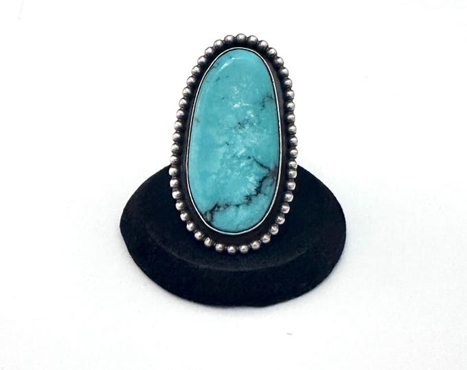Sterling Silver & Turquoise Ring By Navajo Artist Chimney Butte