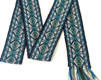 Woven Dance Ceremonial Sash Belt 2 1/4 x 82 Inches