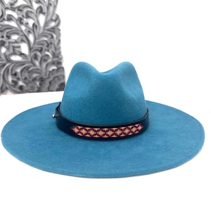 Leather Hat-band with Beaded Work, Adjustable, Cowgirl / Cowboy Hat Accessory