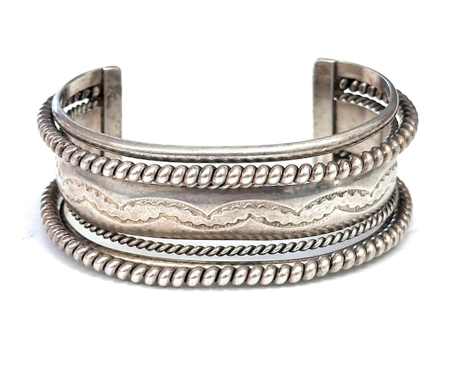VTG Sterling Silver - NAVAJO TAHE Braided Statement Cuff Bracelet - 53 grams (B053)