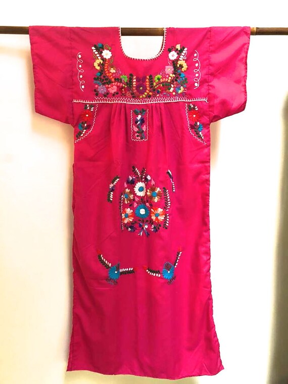 Vintage Mexican Dress / Oaxacan Embroidered Cafta… - image 2