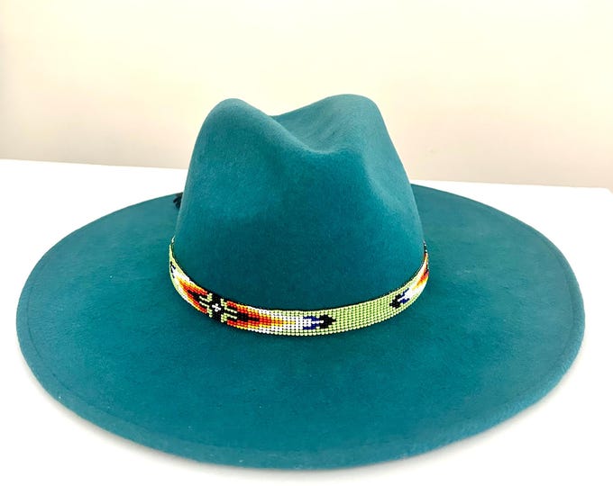Beaded Hatband with Adjustable Leather Ties, Cowboy, Cowgirl Hat Accessory