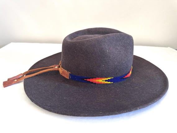 Beaded Hatband with Adjustable Leather Ties, Cowboy, Cowgirl Hat Accessory