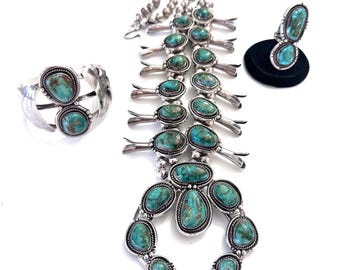 COLOSSAL Ella Peter NAVAJO Sterling Silver TURQUOISE Squash