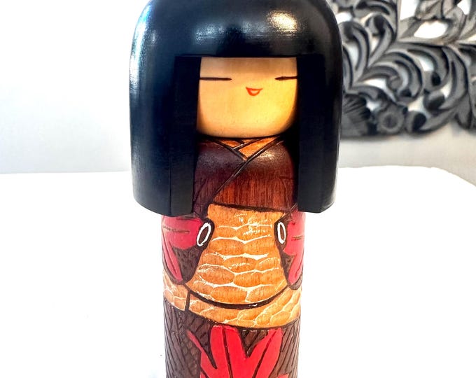 5.25" Vintage Japanese Creative Kokeshi Doll Autumn Leaves by KISAKU