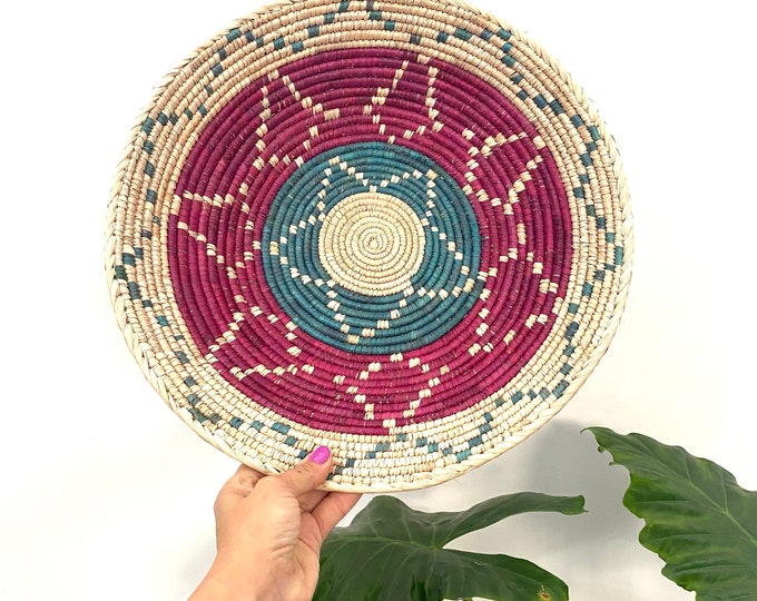 Woven Basket, Southwestern Bohemian Decor (15 inch)