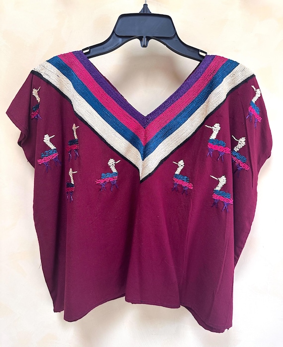 Guatemalan Embroidered Blouse/ Festival Top/ Summer Boho Blouse