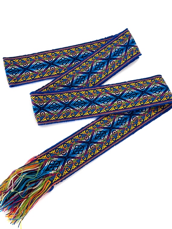 Woven Dance Ceremonial Sash Belt 2 1/4 x 88 Inches