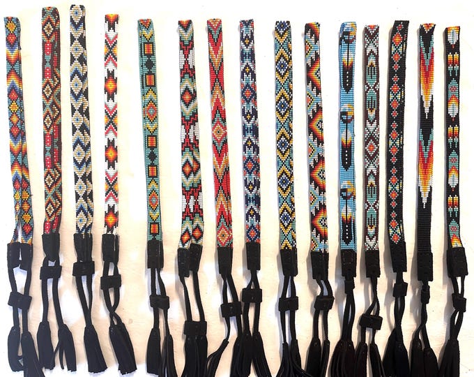 Beaded Hatband with Adjustable Leather Ties, Cowboy, Cowgirl Hat Accessory