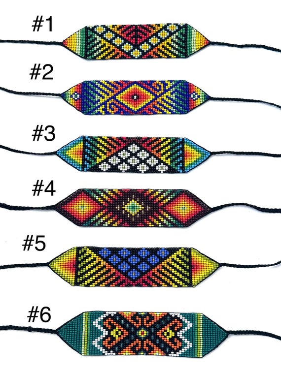 Beaded Wide Bracelet, Multi-Color Tiny Beads, Tribal Jewelry