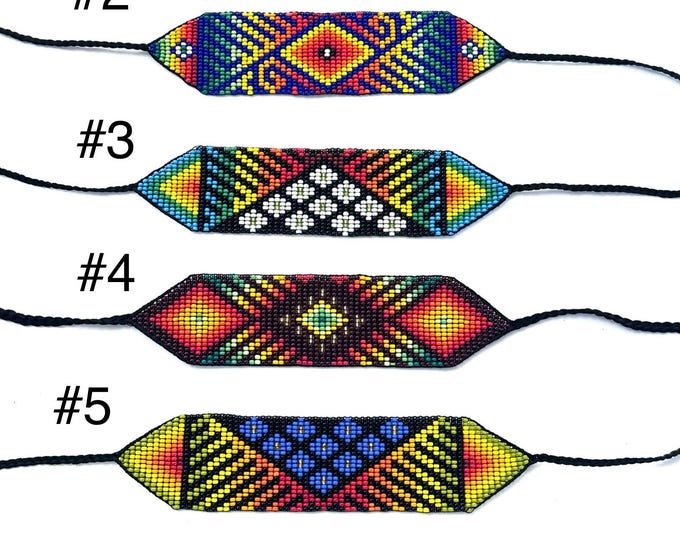 Beaded Wide Bracelet, Multi-Color Tiny Beads, Tribal Jewelry