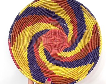 13.5” Shallow Woven Basket, Southwestern Style Decor