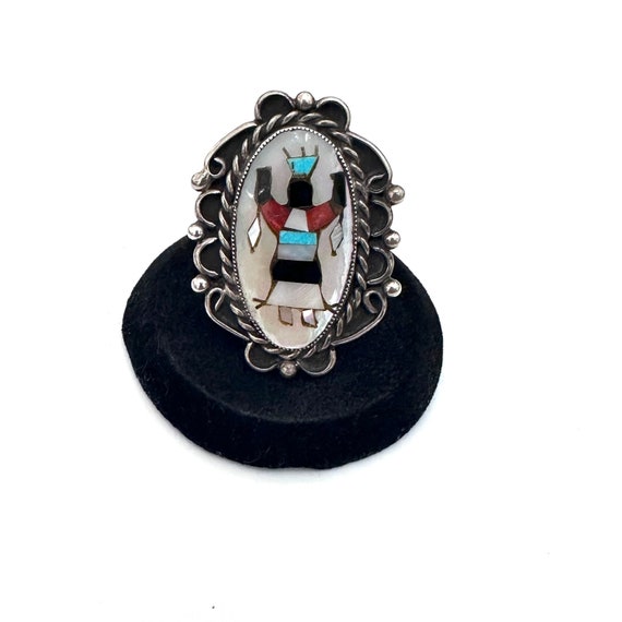 Dancing Ceremonial Vintage Native American Zuni Kachina Sterling Silver Bracelet Cuff Dancing Ceremonial Vintage Native American Zuni Kachina Sterling Silver Bracelet Cuff