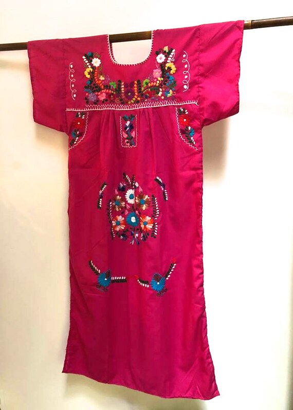 Vintage Mexican Dress / Oaxacan Embroidered Cafta… - image 3