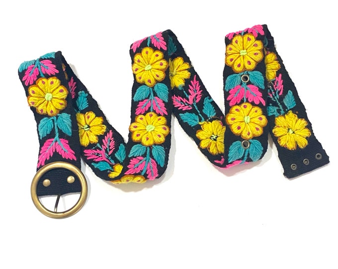 Peruvian Hand Embroidered Belt w/natural Sheep and Alpaca Wool, Colorful belt, Boho Accessories