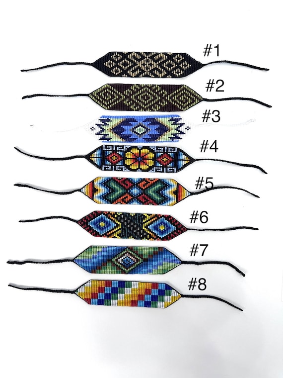 Beaded Wide Bracelet, Multi-Color Tiny Beads, Tribal Jewelry