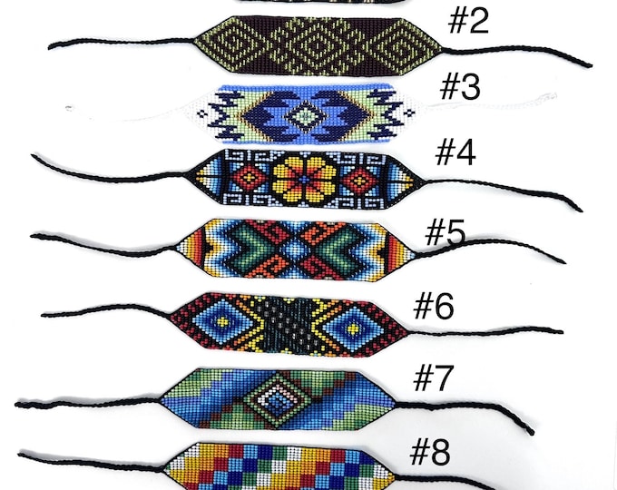 Beaded Wide Bracelet, Multi-Color Tiny Beads, Tribal Jewelry