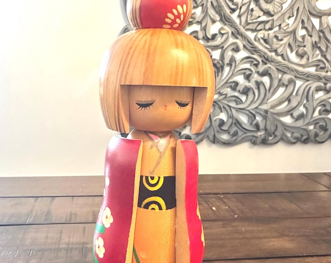 9'' Vintage Japanese Wooden Kokeshi Doll