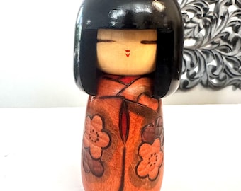 Japanese Kokeshi Wooden Doll, Masae Fujikawa, Gumma Japan, 6"