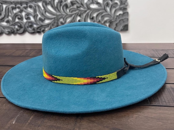 Beaded Hatband with Adjustable Leather Ties, Cowboy, Cowgirl Hat Accessory