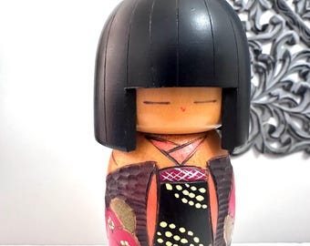9.25 '' 高見沢一夫 日本のこけし、椿の着物 - Etsy 日本