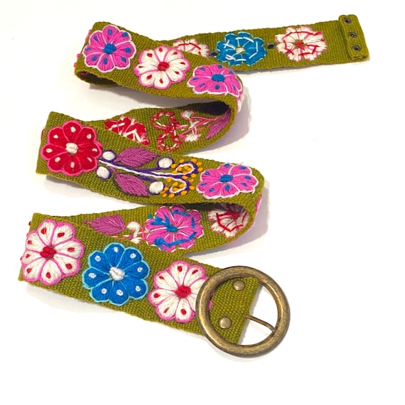 Peruvian Hand Embroidered Belt w/natural Sheep and Alpaca Wool, Colorful belt, Boho Accessories