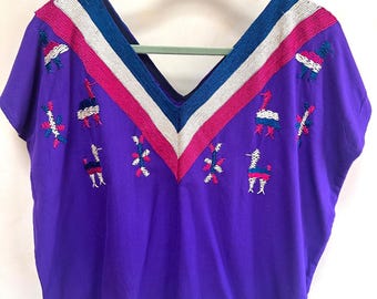 Guatemalan Embroidered Blouse/ Festival Top/ Summer Boho Blouse