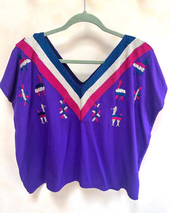 Guatemalan Embroidered Blouse/ Festival Top/ Summer Boho Blouse
