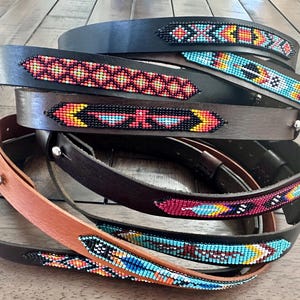 Leather Hat-band with Beaded Work, Adjustable, Cowgirl / Cowboy Hat Accessory